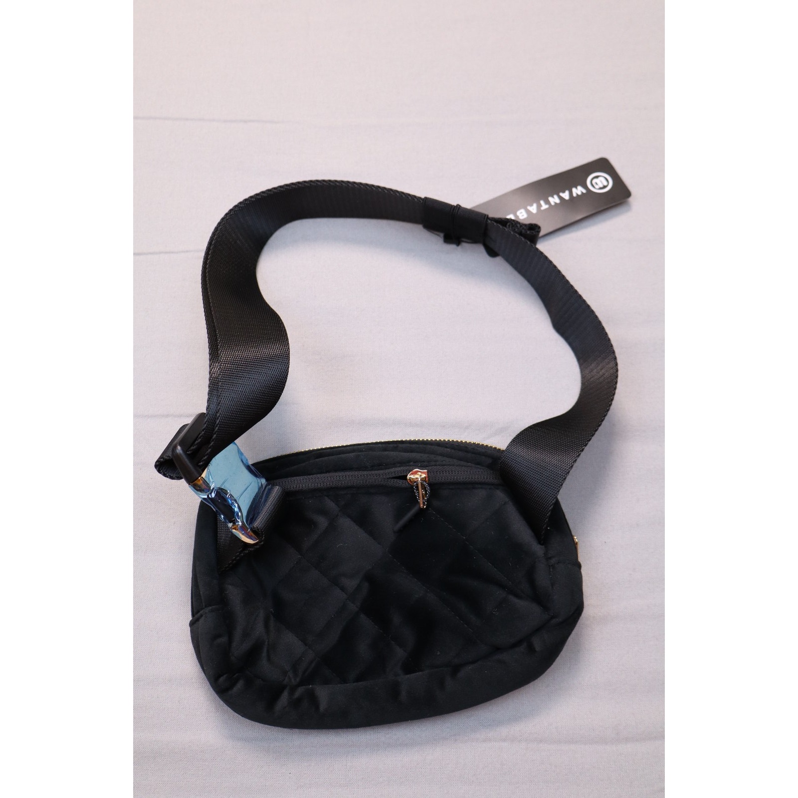 New Wantable Women's Black Velvet Cozytober Quilted Adjustable Belt Bag Os — image 2 of 4